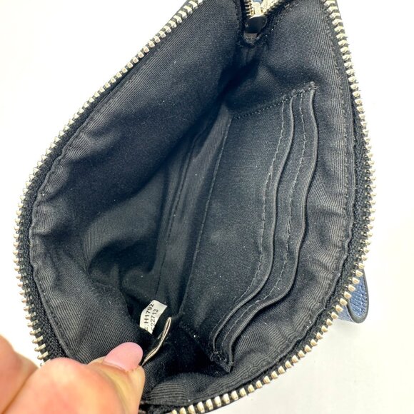EUC Coach Corner Zip Wristlet with Metallic Navy Colorblock (Black Smoke/Silver) - Picture 13 of 16